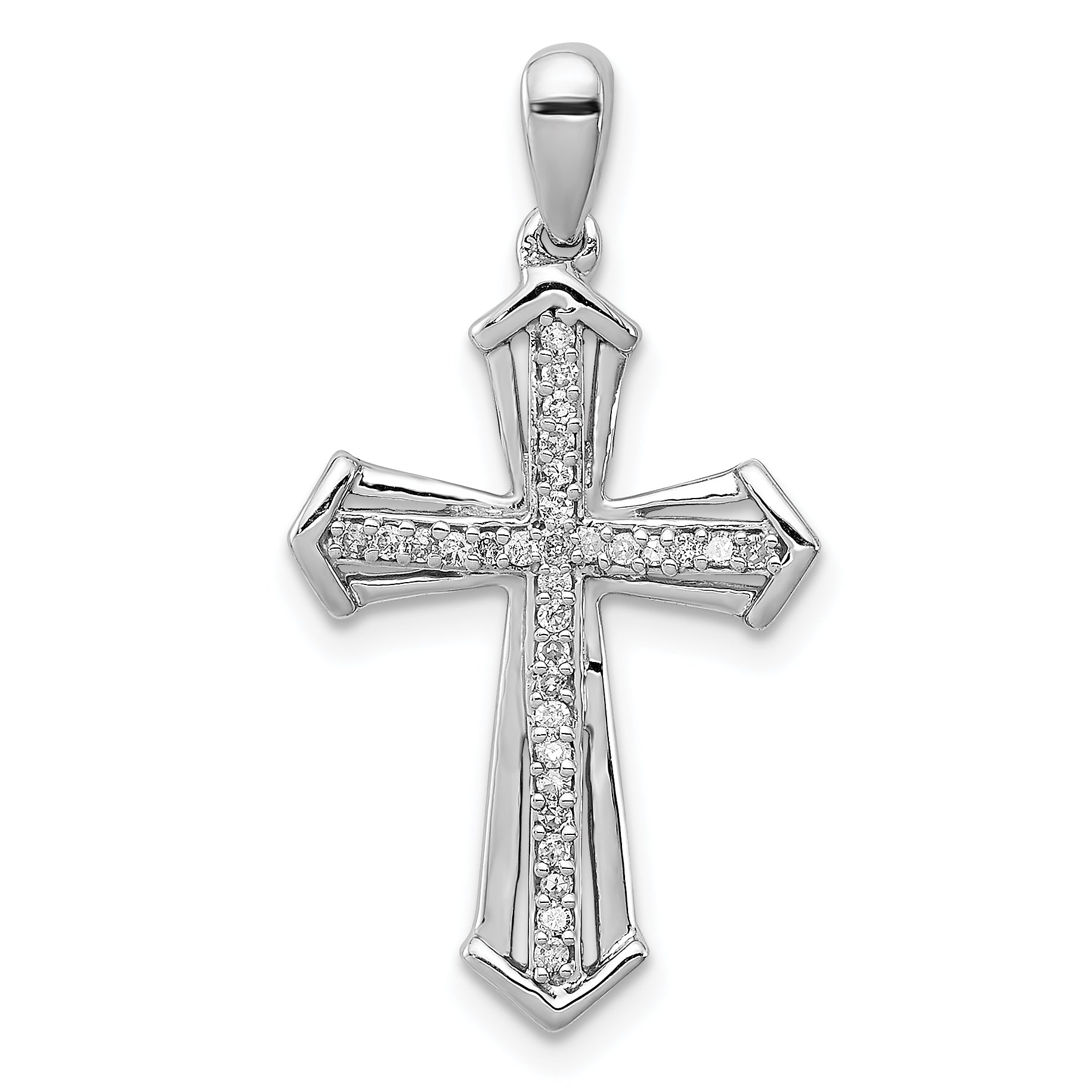 Sterling Silver Rhodium-plated Diamond Cross Pendant Main image