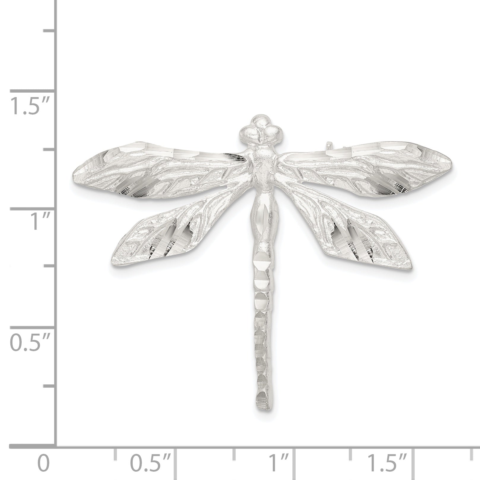 Sterling Silver Satin Finish Diamond Cut Dragon Fly Pin