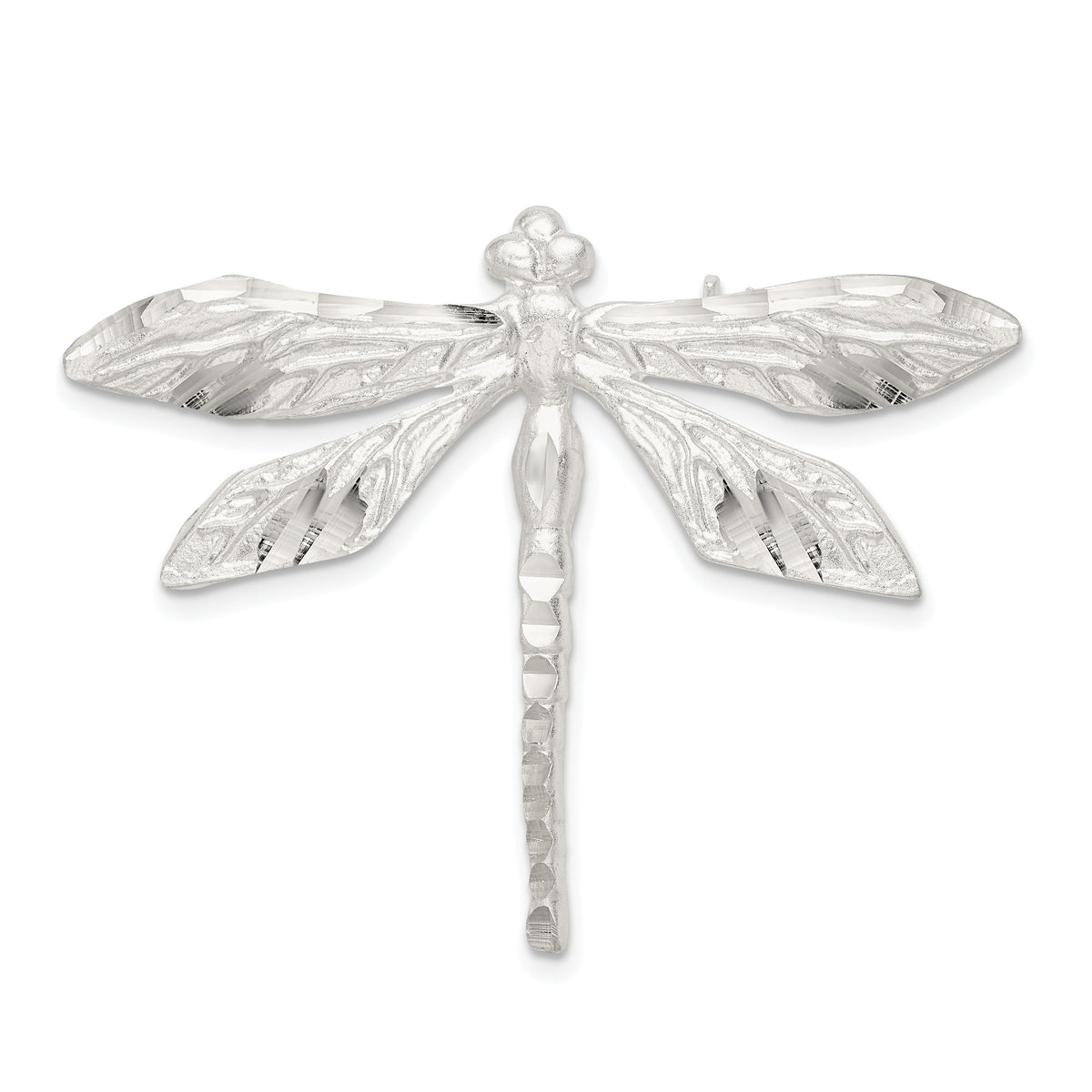 Sterling Silver Satin Finish Diamond Cut Dragon Fly Pin