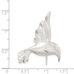 Sterling Silver 925 Hummingbird Pin with Diamond-Cut Brushed Finish