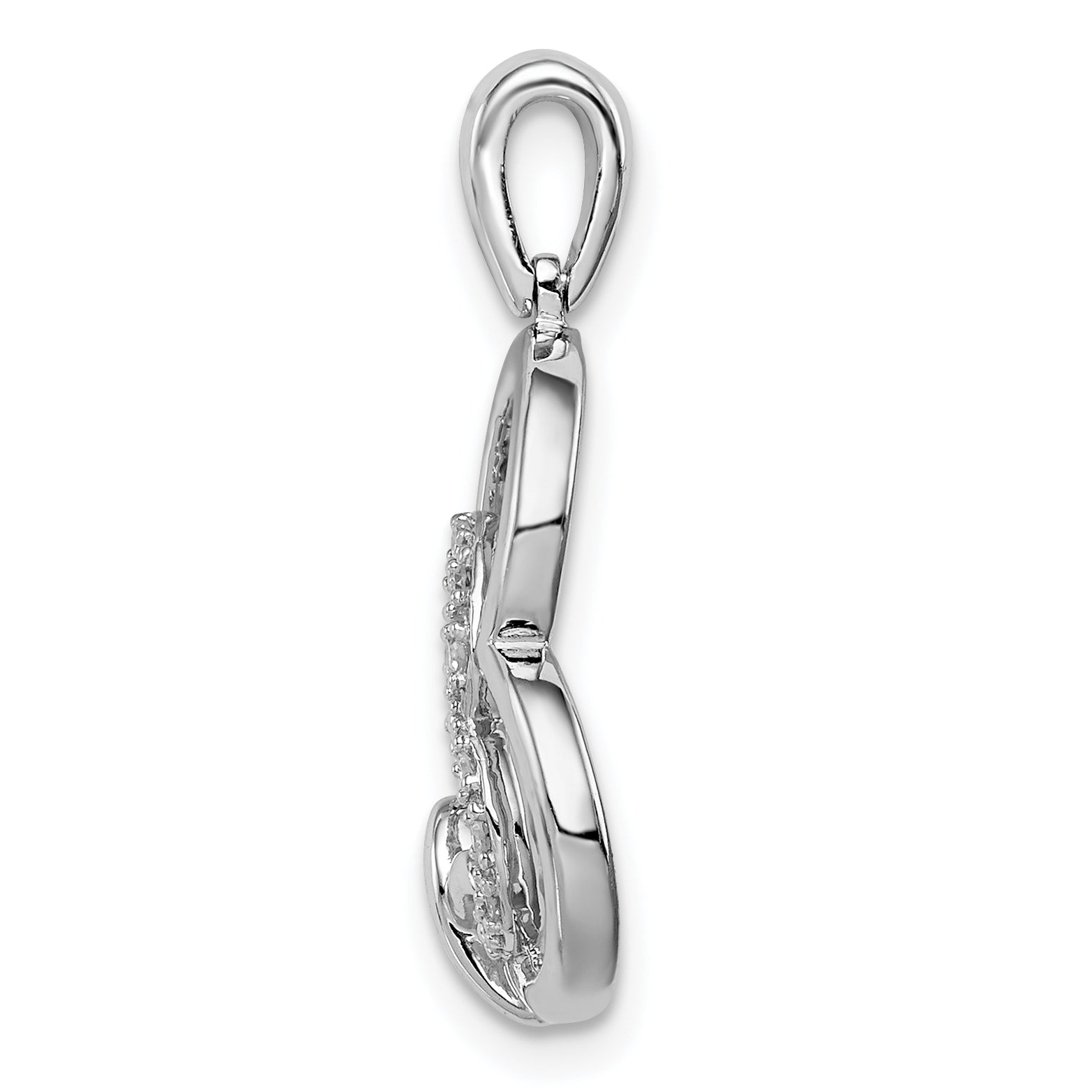 Sterling Silver Rhodium Diam. Hearts Pendant Secondary image