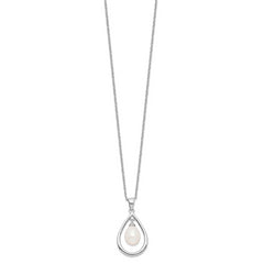 Sophia Jewelers Polished Sterling Silver Pearl Pendant Necklace 17-Inch