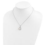 Sophia Jewelers Polished Sterling Silver Pearl Pendant Necklace 17-Inch