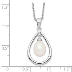 Sophia Jewelers Polished Sterling Silver Pearl Pendant Necklace 17-Inch