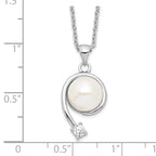Sophia Jewelers Sterling Silver Pearl and CZ Pendant Necklace with Rhodium Polish
