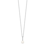 Sterling Silver Rhodium-Plated Pearl CZ Necklace Elegant Women's Jewelry