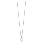 Sophia Jewelers Sterling Silver Pearl Necklace with CZ Accent, Elegant 17 Design