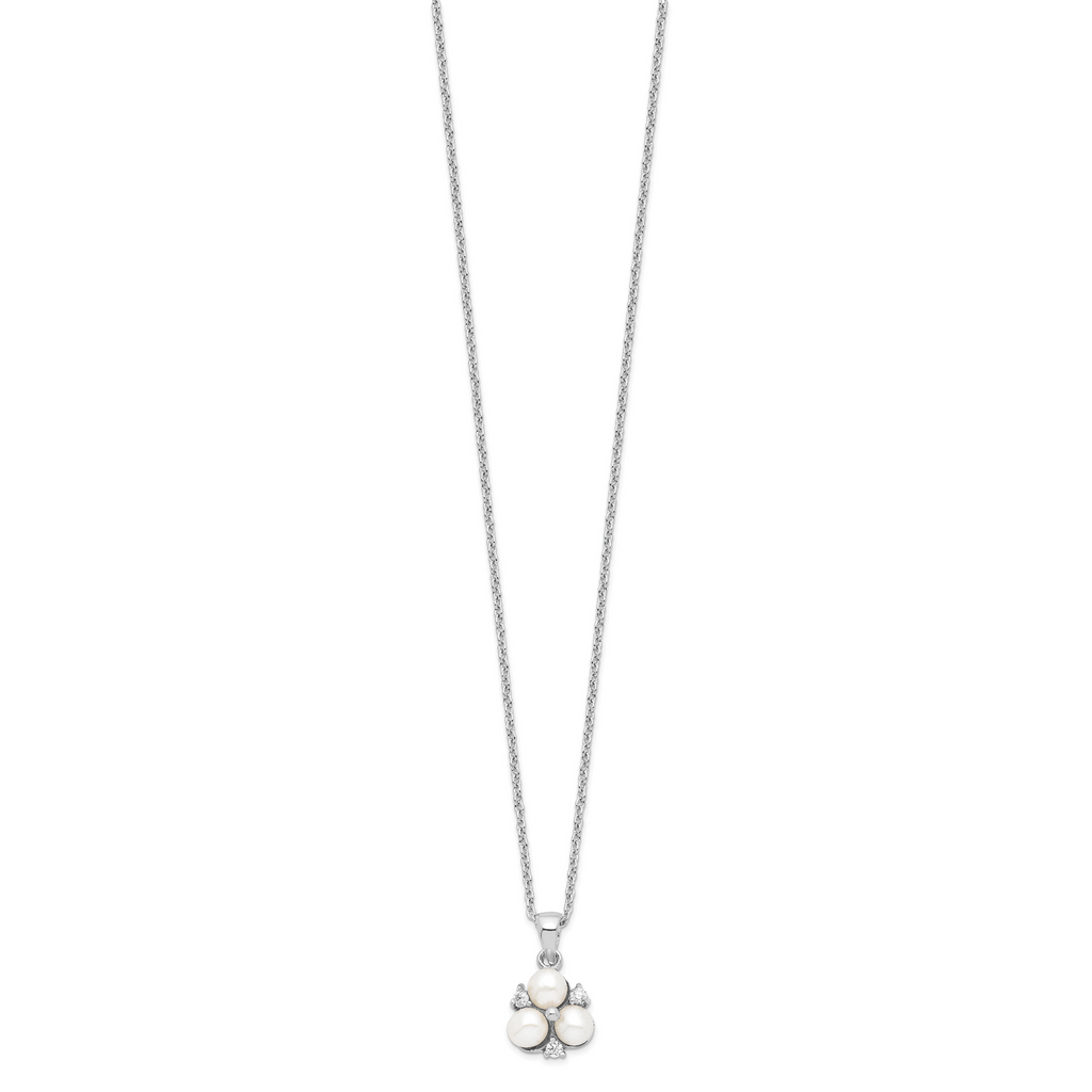 Sophia Jewelers Sterling Silver CZ and Freshwater Pearl Elegant Necklace