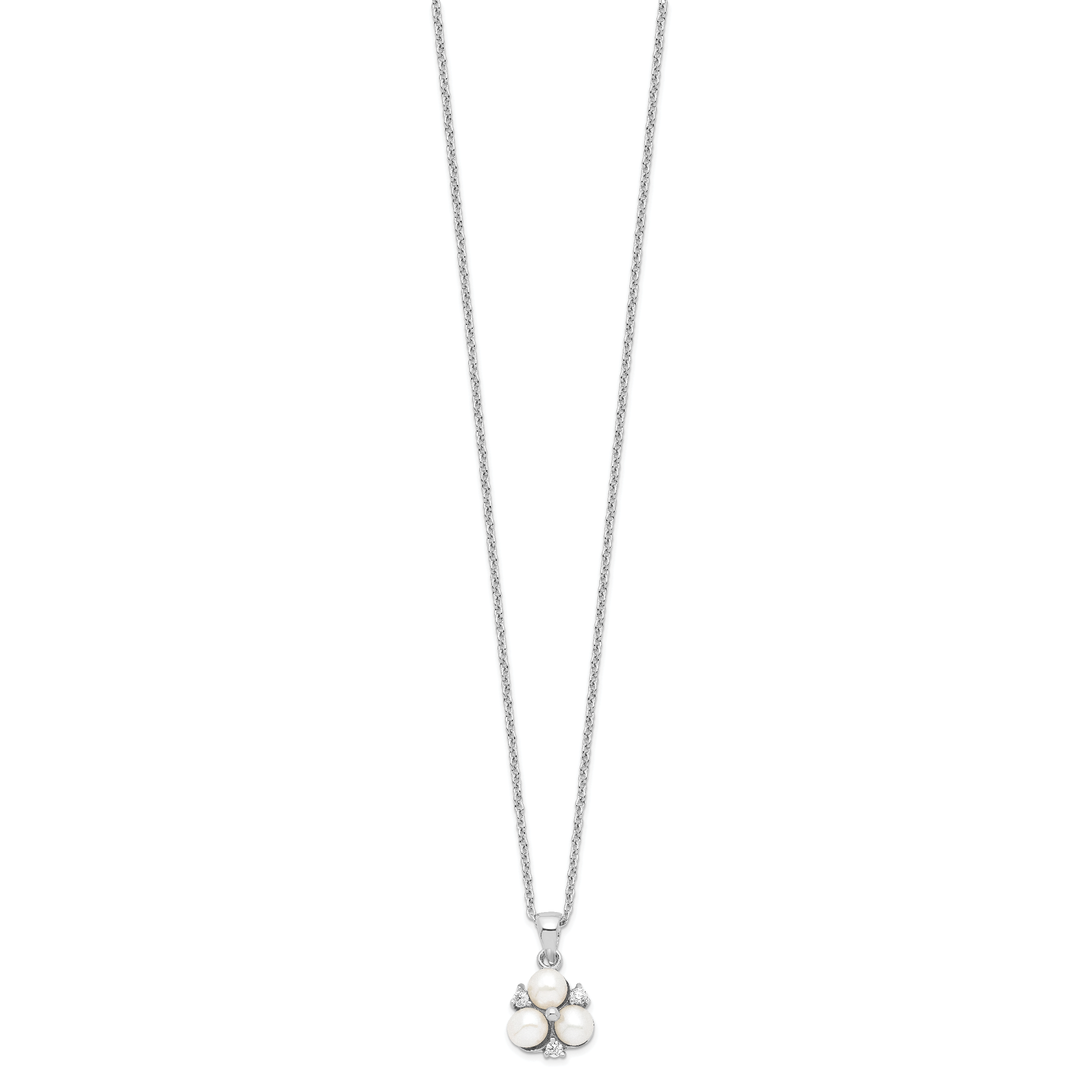 Sophia Jewelers Sterling Silver CZ and Freshwater Pearl Elegant Necklace