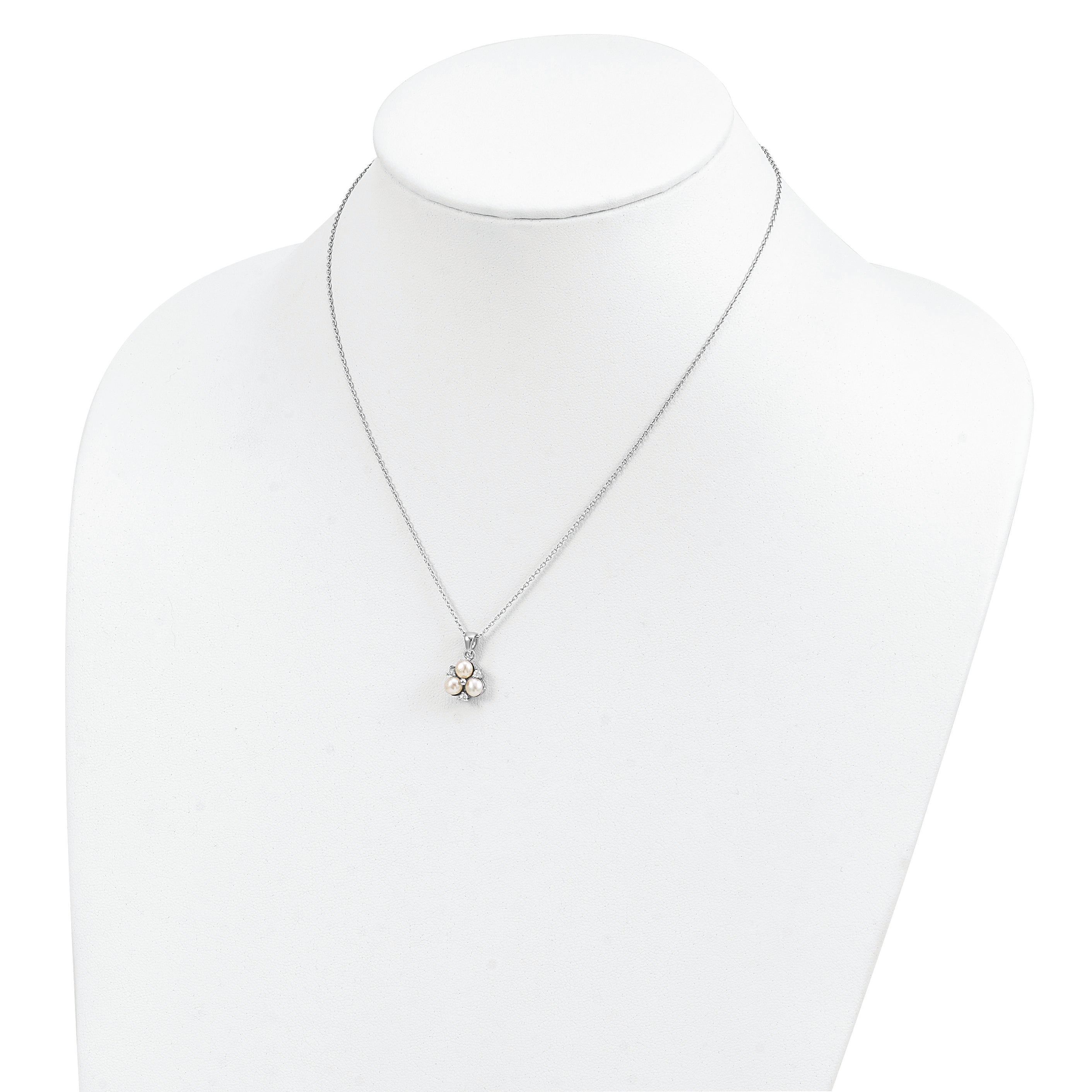 Sophia Jewelers Sterling Silver CZ and Freshwater Pearl Elegant Necklace