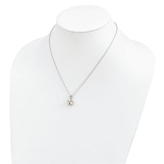 Sterling Silver Rhodium-plated 5-6mm White FW Cultured 3-Pearl CZ Necklace