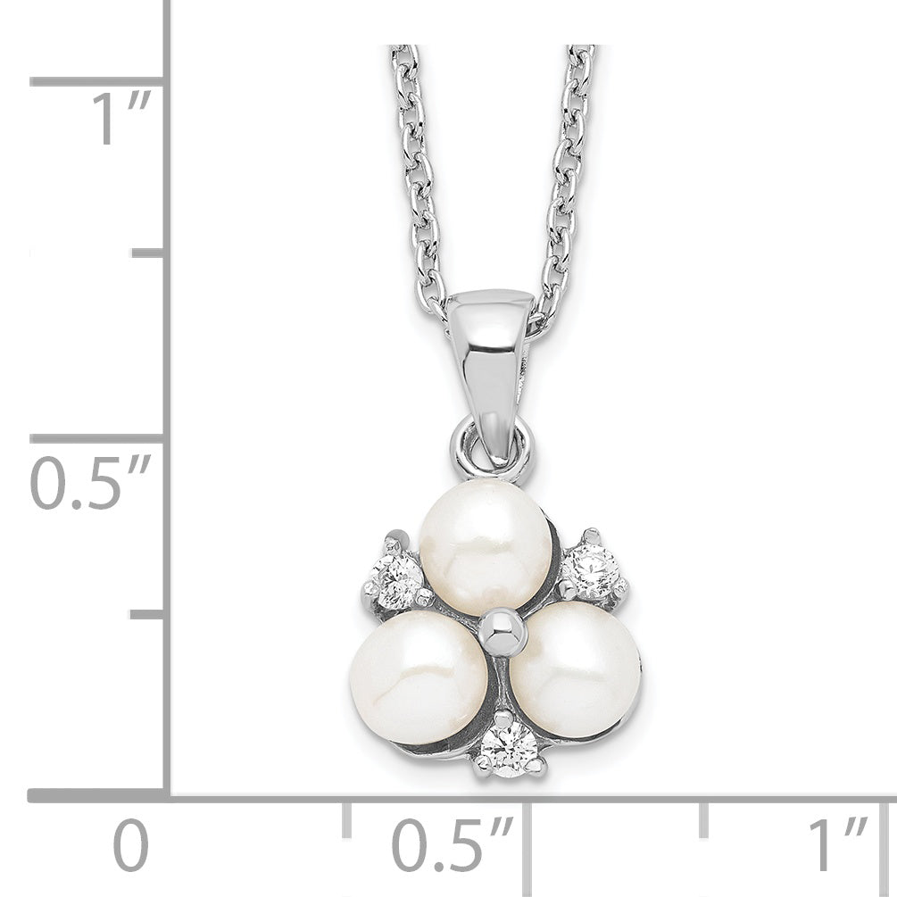 Sophia Jewelers Sterling Silver CZ and Freshwater Pearl Elegant Necklace