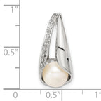 Sterling Silver w/CZ 7-8mm FW Cultured Button Pearl Pendant