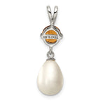Sterling Silver Citrine & 8-9mm FW Cultured Pearl Teardrop Pendant