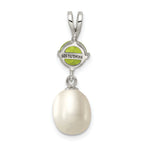 Sterling Silver Peridot & 8-9mm FW Cultured Pearl Teardrop Pendant