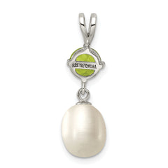 Sterling Silver Peridot & 8-9mm FW Cultured Pearl Teardrop Pendant