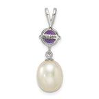 Sterling Silver Amethyst & 8-9mm FW Cultured Pearl Teardrop Pendant