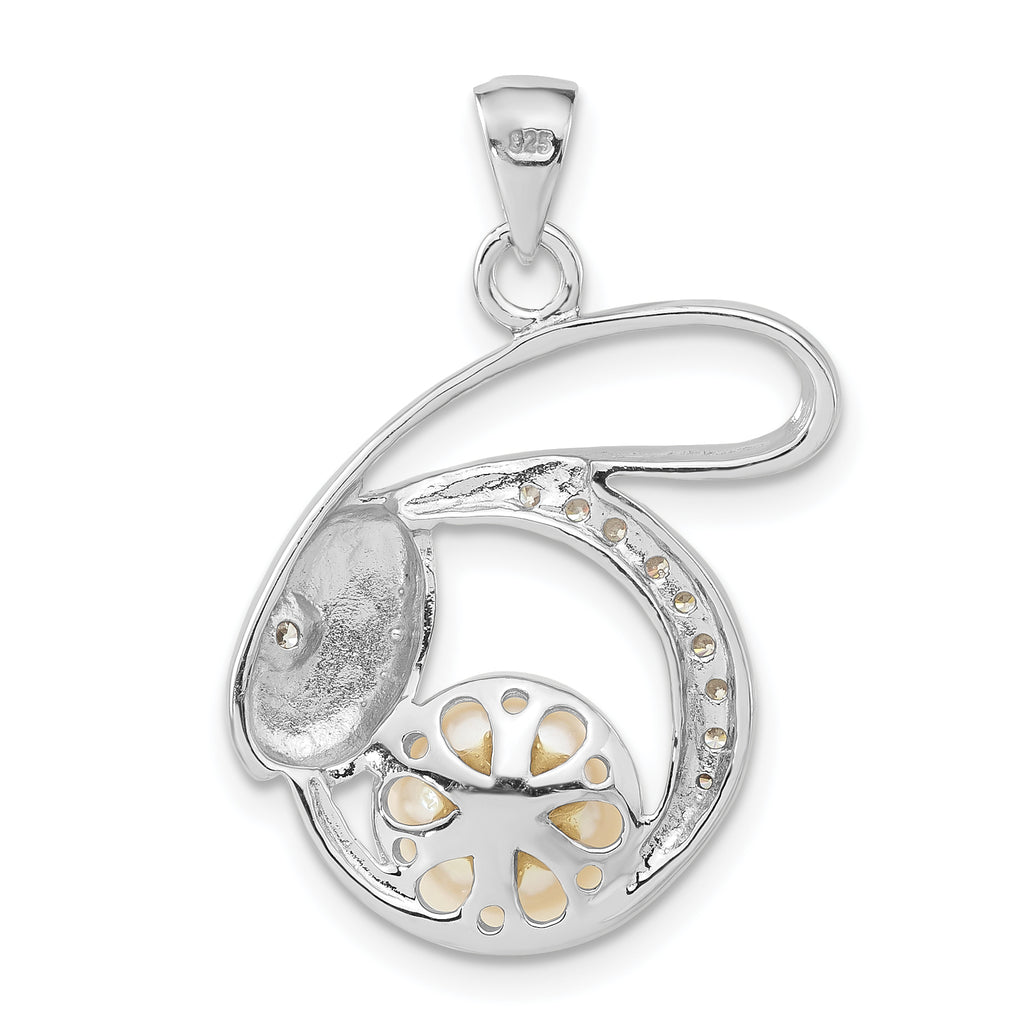Sterling Silver w/CZ 8-9mm FW Cultured Pearl Pendant
