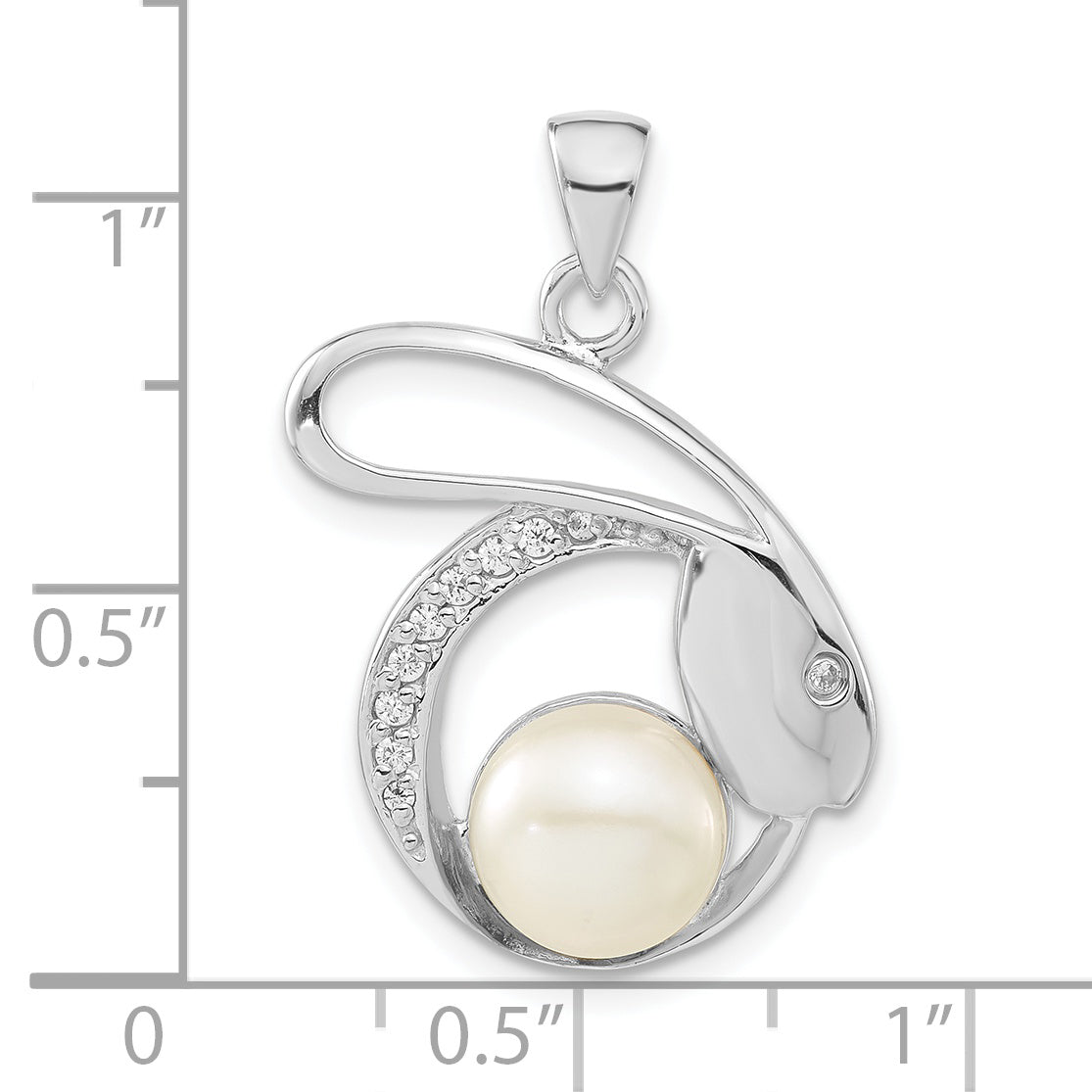 Sterling Silver w/CZ 8-9mm FW Cultured Pearl Pendant