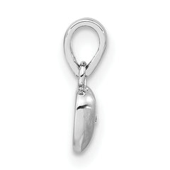 Sterling Silver Polished & Satin CZ Heart Pendant