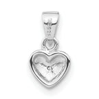 Sterling Silver Polished & Satin CZ Heart Pendant