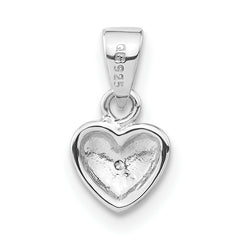 Sterling Silver Polished & Satin CZ Heart Pendant