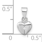 Sterling Silver Polished & Satin CZ Heart Pendant