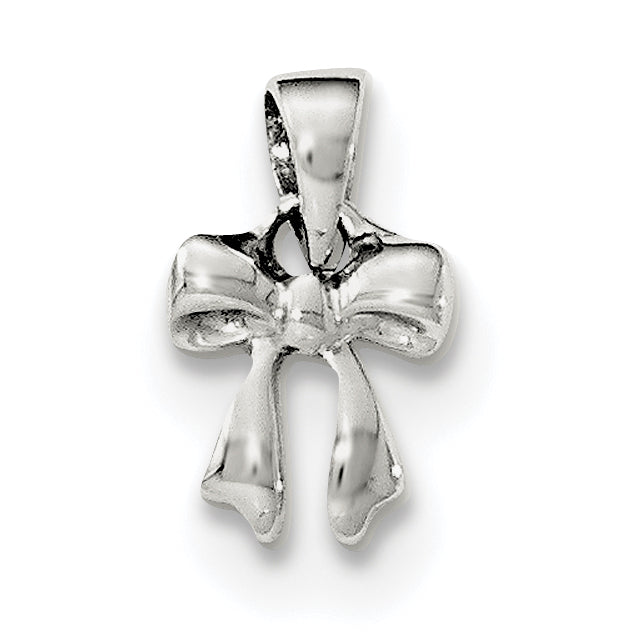 Sterling Silver Rhodium-plated Polished Bow Pendant