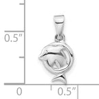 Sterling Silver Polished Dolphin in Hoop Pendant