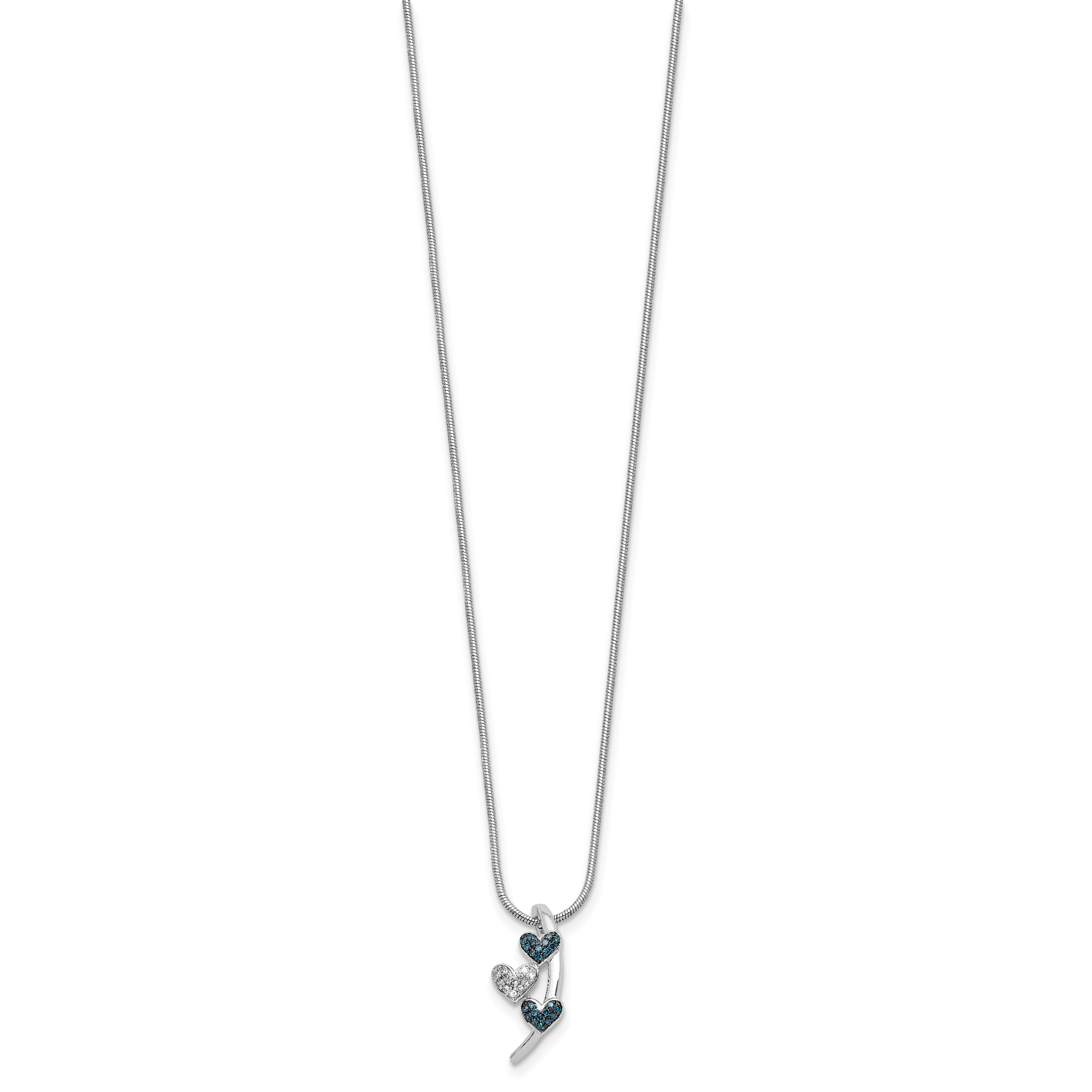 Sterling Silver Polished Diamond/Blue Diamond Chain Slide