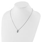 Sterling Silver Polished Diamond/Blue Diamond Chain Slide