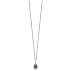 White Night Sterling Silver Rhodium-plated Blue Diamond Oval Pendant 18 inch Necklace with 2 Inch Extender