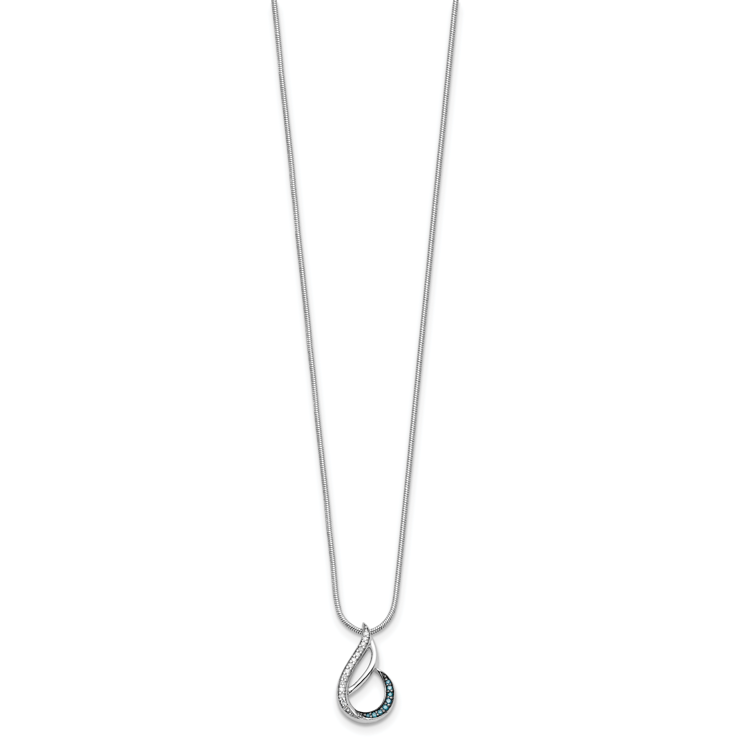 Sterling Silver Polished Diamond/Blue Diamond Chain Slide