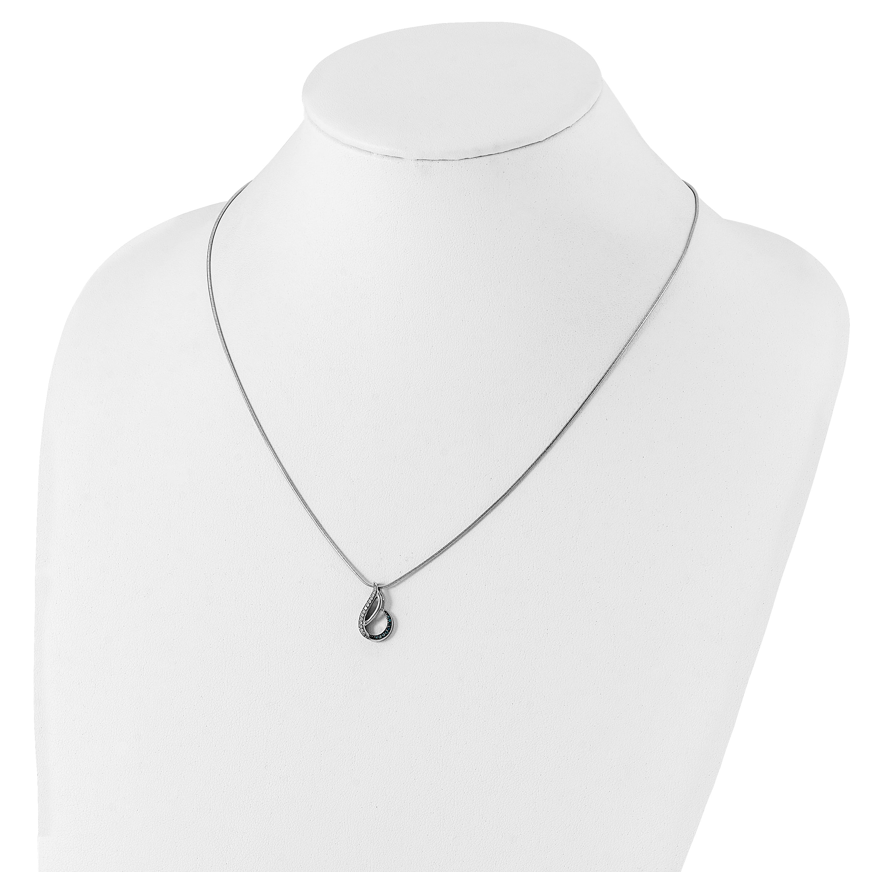Sterling Silver Polished Diamond/Blue Diamond Chain Slide