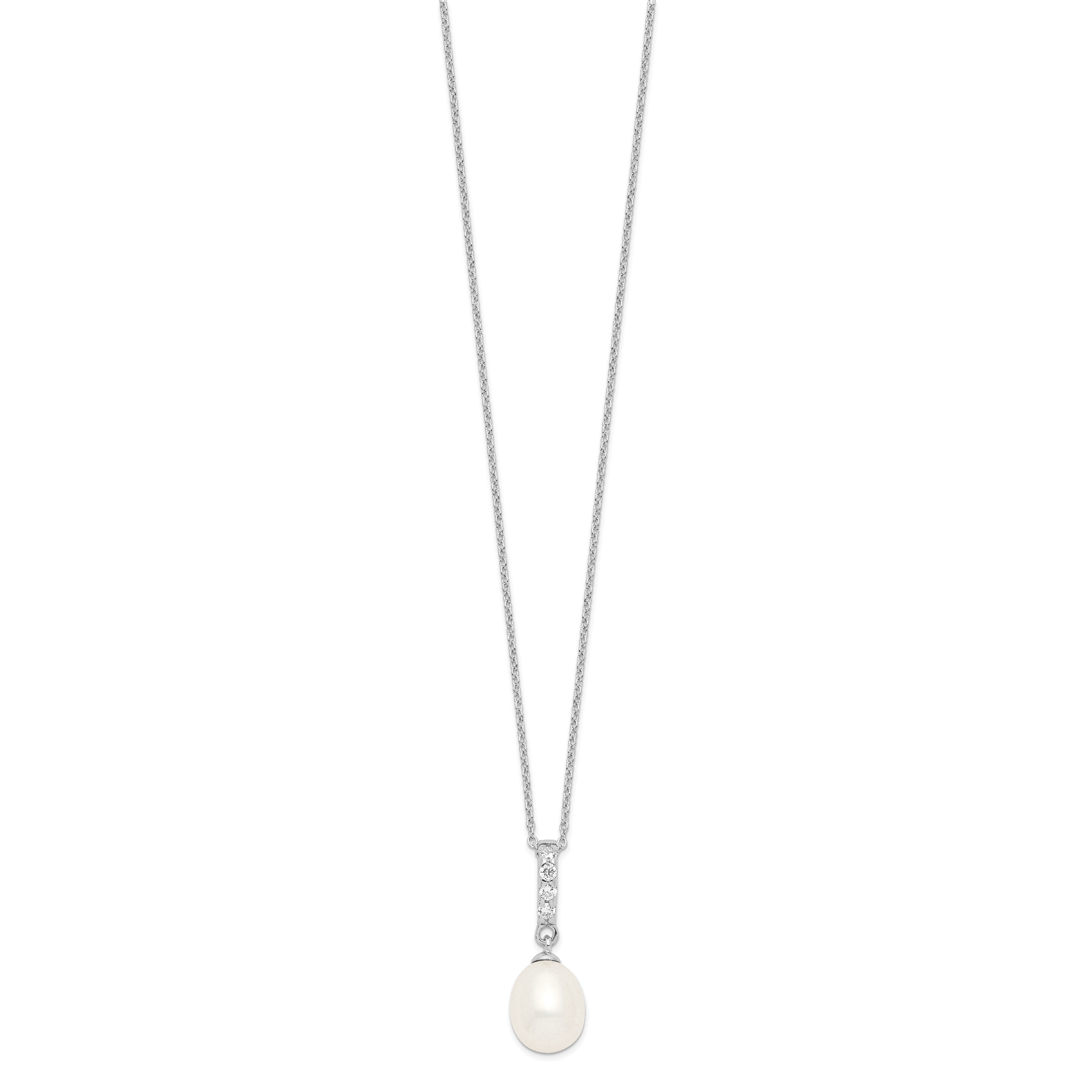 Sterling Silver 925 Pearlescent CZ Necklace with Rhodium Finish Secondary image