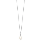 Sterling Silver 925 Pearlescent CZ Necklace with Rhodium Finish