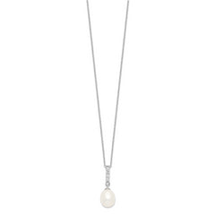 Sterling Silver 925 Pearlescent CZ Necklace with Rhodium Finish