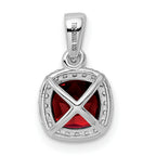Sterling Silver Rhodium-plate 1.05Garnet/Created White Sapphire Pendant