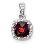 Sterling Silver Rhod-plate 1.05Garnet/Creat. White Sapphire Pendant