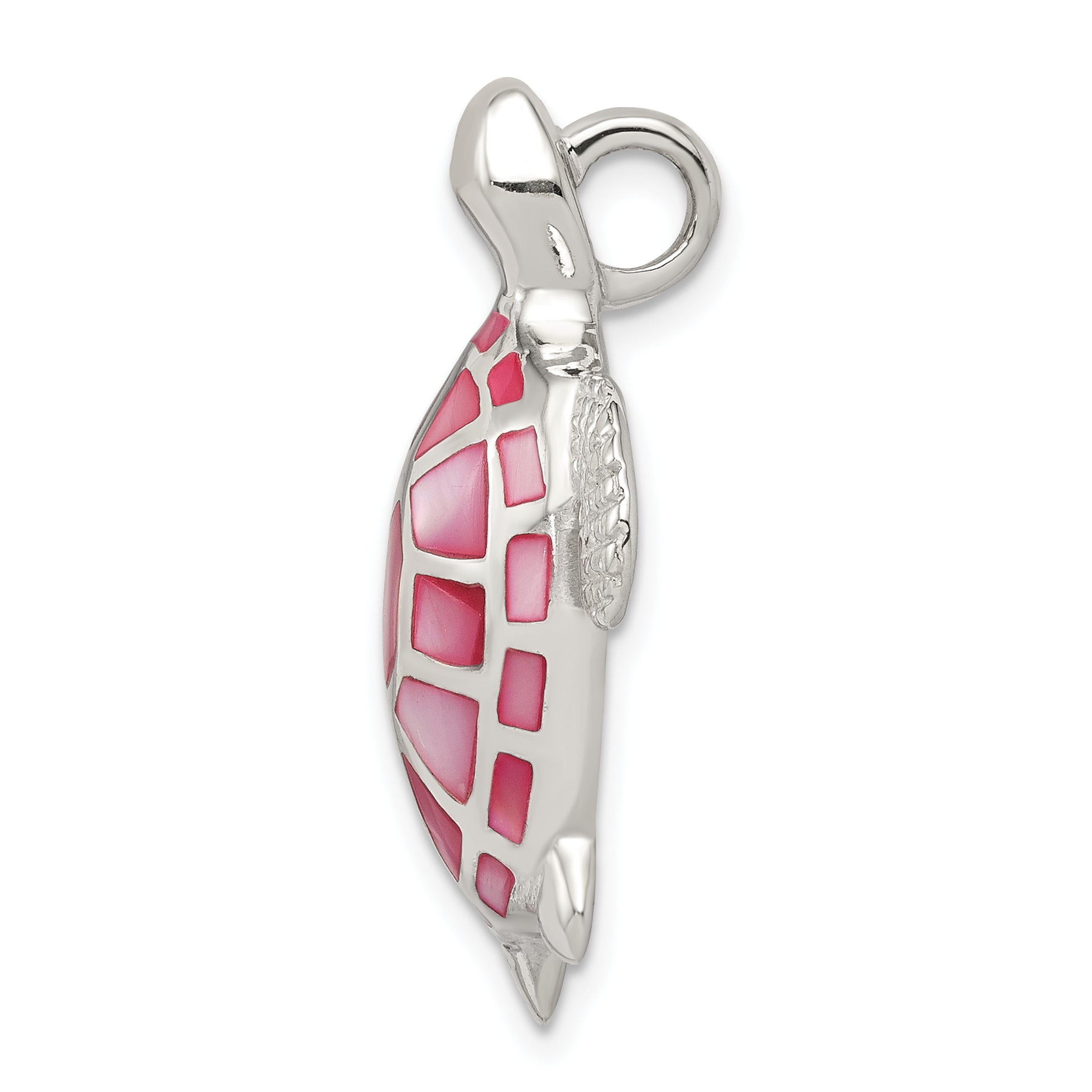 Sterling Silver Pink Mother of Pearl Turtle Slide Secondary image