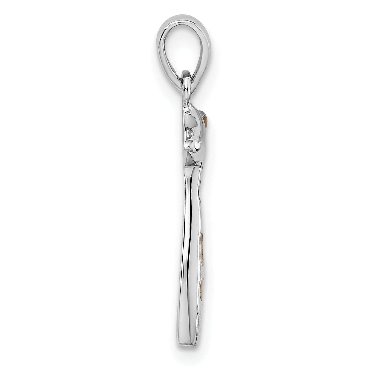 Sterling Silver Rhodium-plated Enameled CZ Giraffe Pendant Secondary image