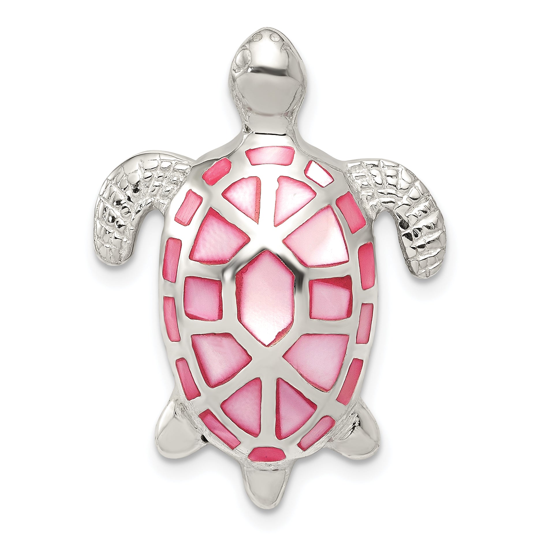 Sterling Silver Pink Mother of Pearl Turtle Slide Main image