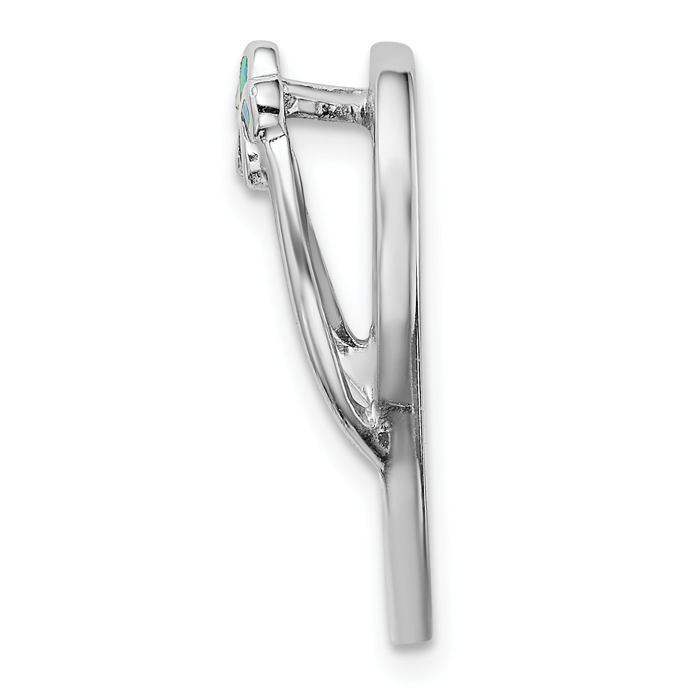 Sterling Silver Rhodium-plated Blue Created Opal Flip Flop Pendant Slide Secondary image