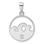 Sterling Silver Rhodium-plated Blue Created Opal Wave Pendant