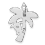 Sterling Silver Rhodium-plated Blue Inlay Created Opal Palm Tree Slide