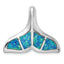 Sterling Silver Rhod-plated Blue Inlay Created Opal Whale Tail Slide