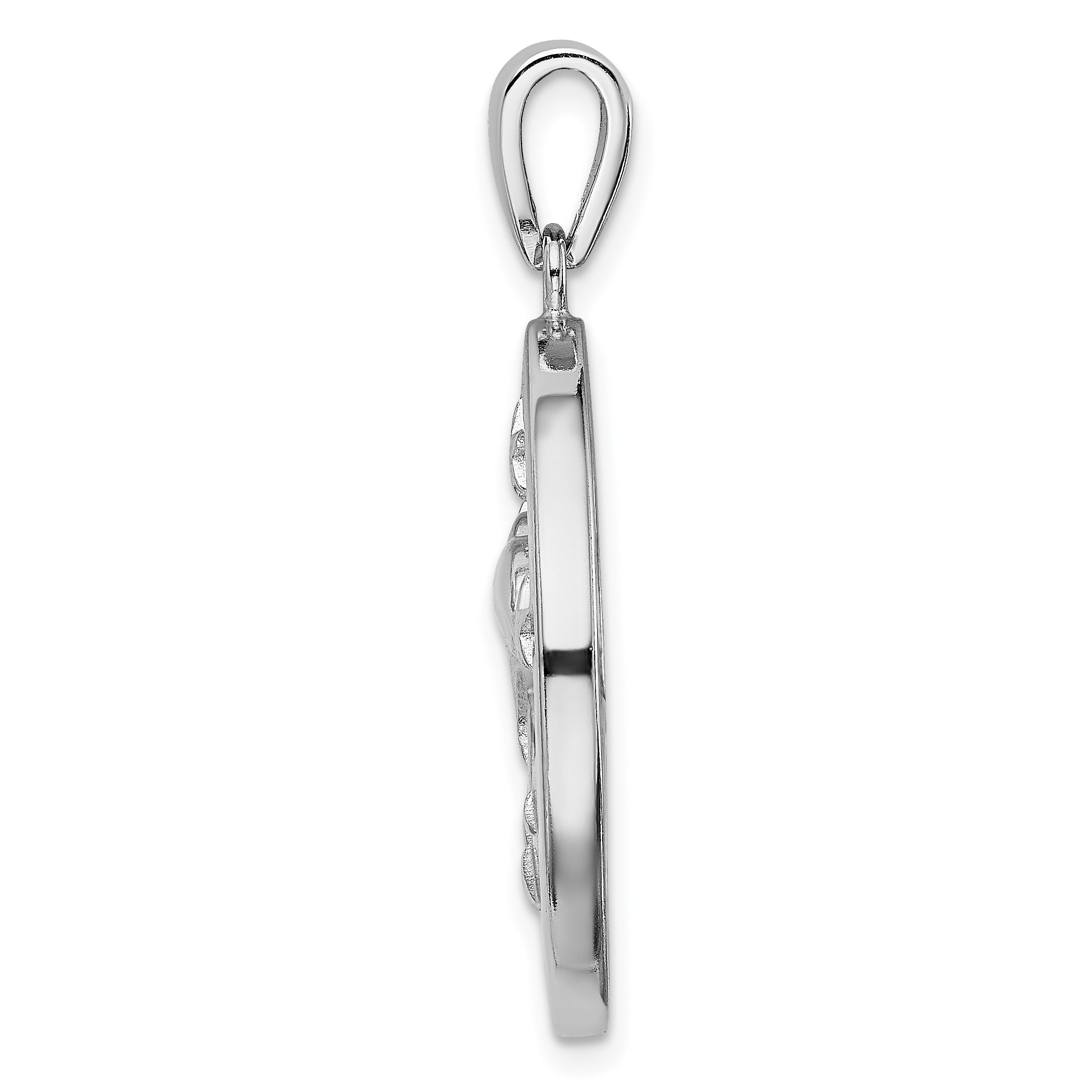 Sterling Silver Rhodium-plated Blue Inlay Created Opal Dolphins Pendant Secondary image