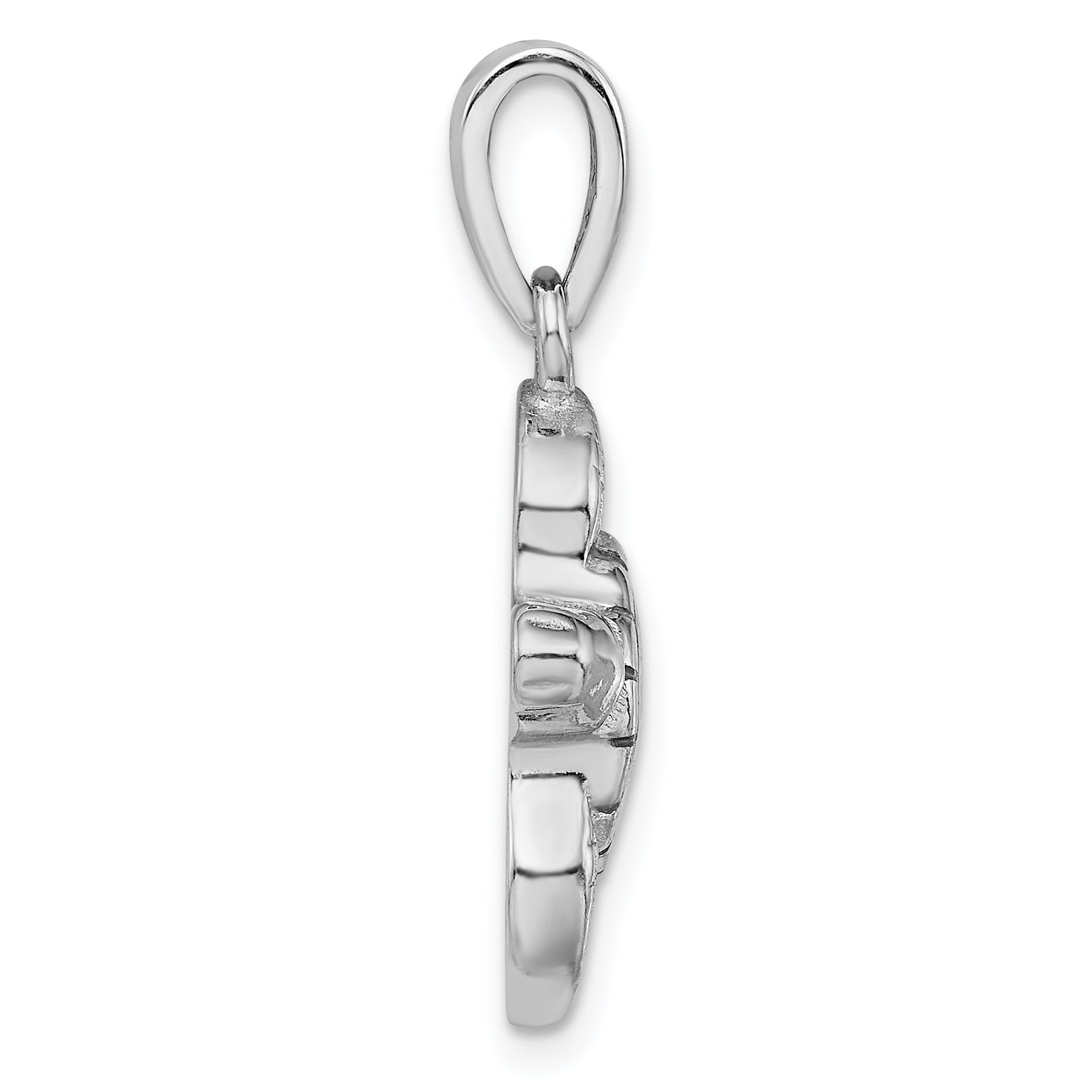 Sterling Silver Rhodium-plated Green Inlay Created Opal Turtle Pendant Secondary image
