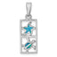 Sterling Silver Rhodium-plated Blue Created Opal Starfish Turtle Pendant