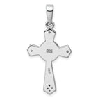 Sterling Silver Rhodium-plated CZ & Created Opal Cross Pendant